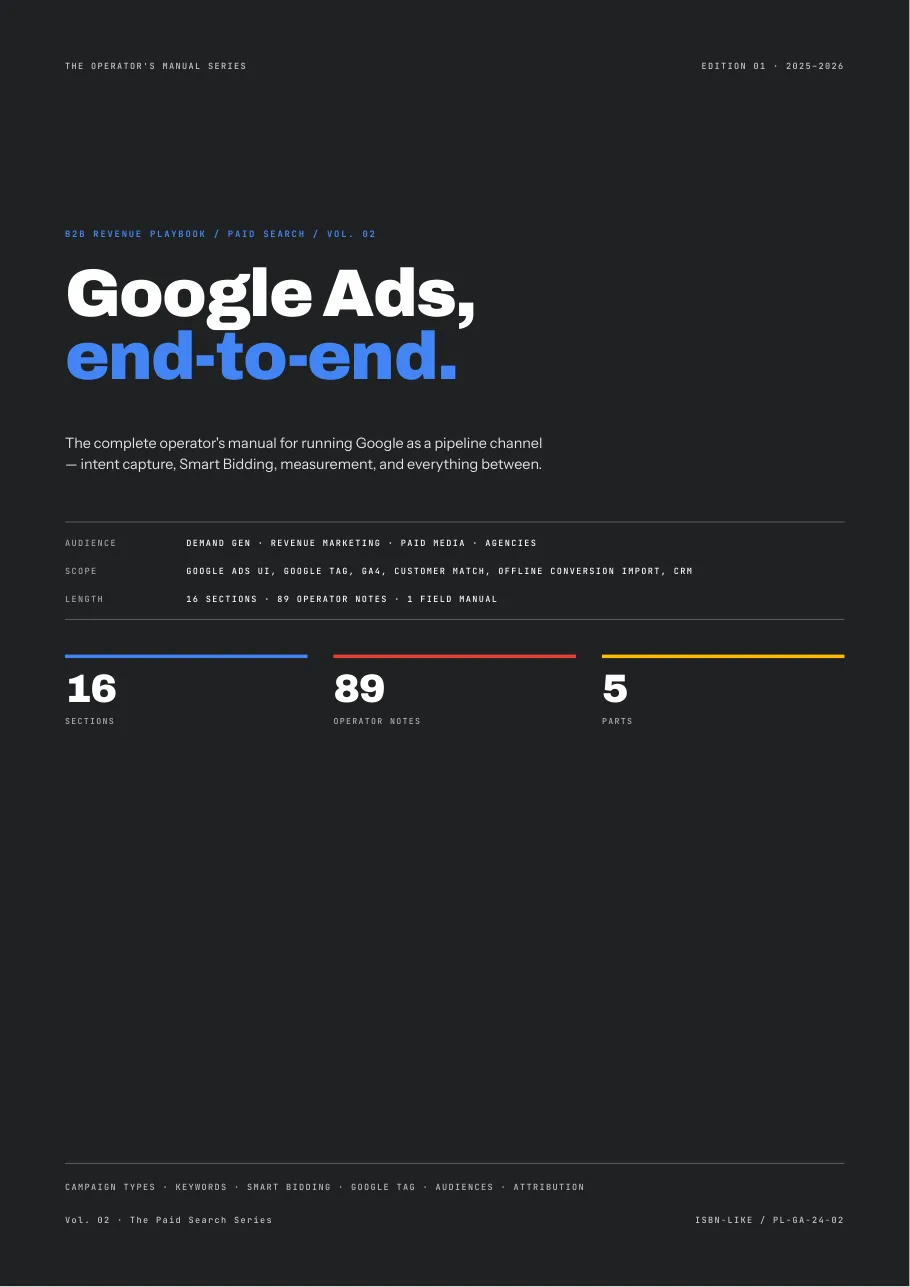 Google Ads, end-to-end — Vol. 02 of The Operator's Manual ebook cover